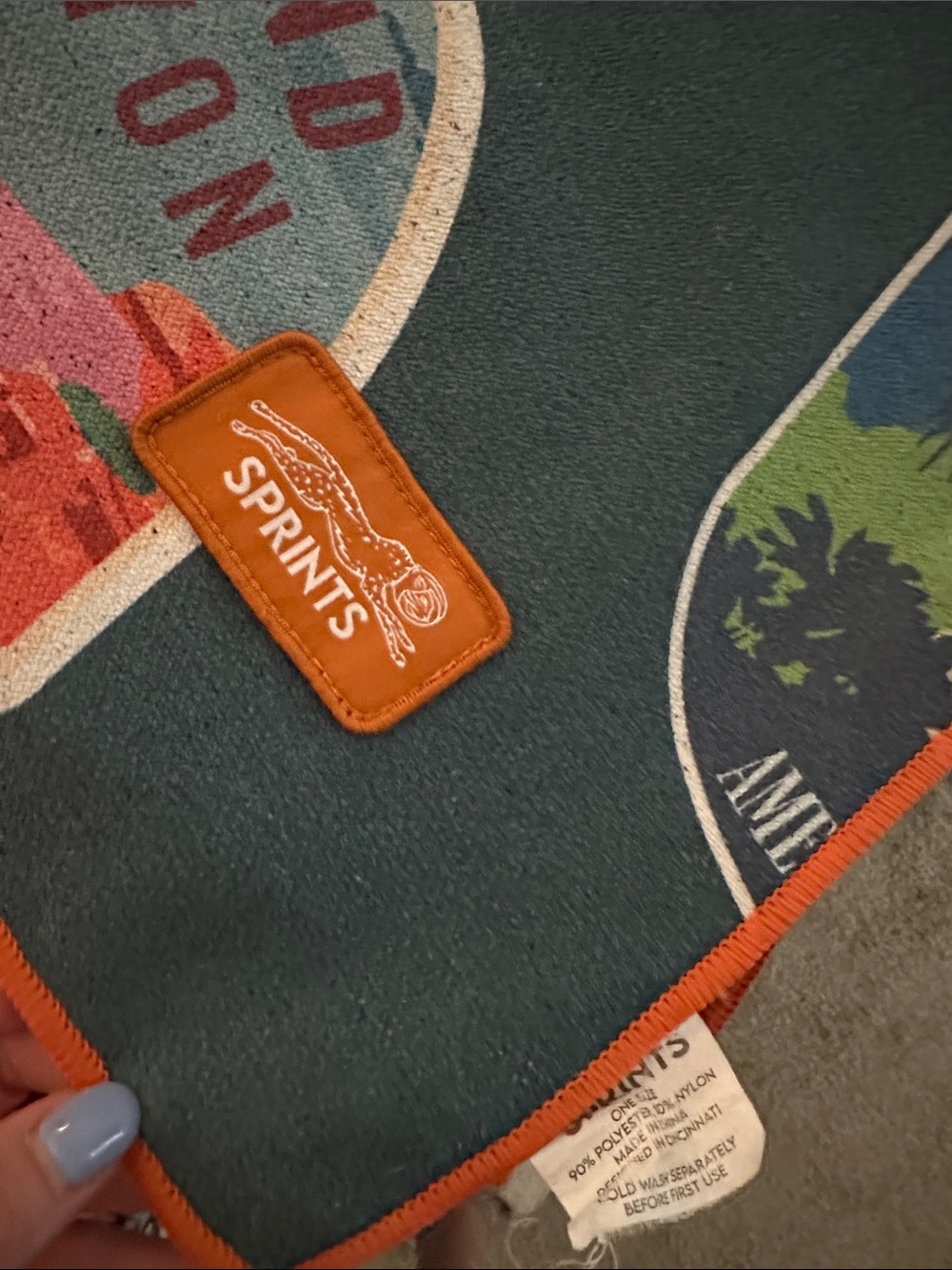 National Parks Pattern Throw Towel - Teal & Orange - Picture 6 of 6